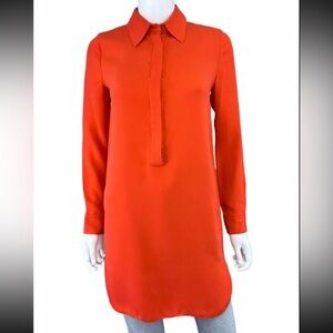 VINCE Orange 100% Silk Tunic Top Size 4 A0026